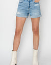 RISEN Distressed Mid-Rise Waist Denim Shorts