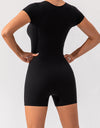 Square Neck Cap Sleeve Active Romper