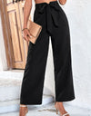 Belted High-Rise Wide Leg Pants