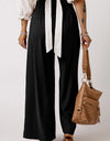 Drawstring Smocked Waist Wide Leg Pants