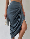 Ruched Slit High Wiast Skirt