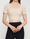 Round Neck Short Sleeve Cropped Sports Top