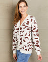 Woven Right Animal Print Button Front Sweater Cardigan