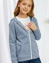 Girls Zip-Up Drawstring Hooded Jacket with Pockets