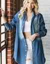 Veveret Pocketed Button Up Washed Denim Shirt