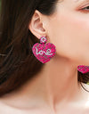 LOVE Beaded Heart Earrings