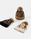 Leopard Pom-Pom Cuffed Beanie