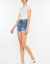 Kancan Distressed Raw Hem High Waist Denim Shorts