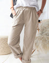 Paperbag Waist Pull-On Pants with Pockets