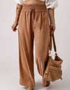 Drawstring Smocked Waist Wide Leg Pants