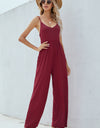 V-Neck Spaghetti Strap Wide Leg Jumpsuit