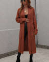 Waffle Knit Open Front Duster Cardigan With Pockets