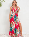 Slit Tied Printed Surplice Dress