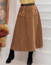 Plus Size Embroidered Pocketed High Waist Skirt