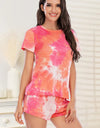 Tie-Dye Round Neck Short Sleeve Top and Shorts Lounge Set