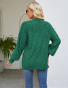 Openwork Open Front Lantern Sleeve Cardigan