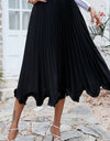 Frill Trim Pleated Elastic Waist Skirt