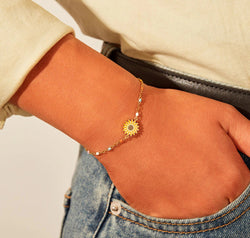 Sunflower Shape 18K Gold-Plated Bead Bracelet