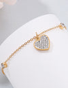 Inlaid Rhinestone Titanium Steel Heart Bracelet