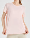 Slit Round Neck Short Sleeve Active T-Shirt