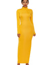 Mock Neck Long Sleeve Maxi Slim Dress