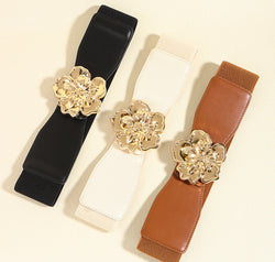 Flower Alloy Buckle Elastic Belt