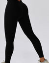 Wide Waistband Slim Fit Back Pocket Sports Leggings