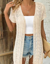 Openwork Open Front Short Sleeve Cardigan