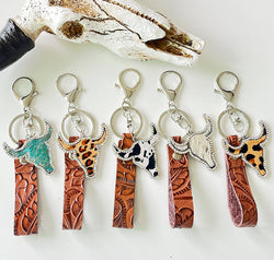 Rhinestone Bull Keychain