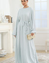 Round Neck Kimono Sleeve Tie Waist Dress