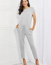 Culture Code Comfy Days Full Size Boat Neck Jumpsuit in Grey