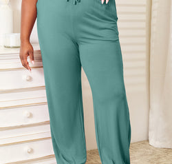 Basic Bae Full Size Soft Rayon Drawstring Waist Pants with Pockets
