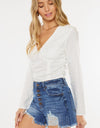 Kancan Distressed Button-Fly High Waist Denim Shorts