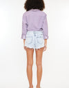 Kancan High Rise Frayed Hem Denim Shorts