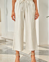 Drawstring Paperbag Waist Wide Leg Pants