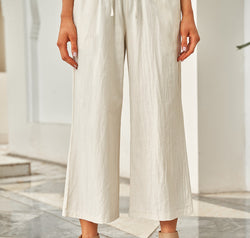 Drawstring Paperbag Waist Wide Leg Pants