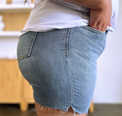 Judy Blue Full Size High Waist Raw Hem Denim Shorts