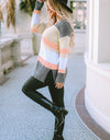 Color Block Open Front Slit Cardigan