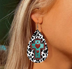 PU Leather Iron Hook Teardrop Earrings