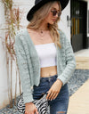 Open Front Cuffed Cropped Cardigan