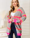 Woven Right Ribbed Long Sleeve Cardigan