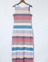 Striped Slit Sleeveless Maxi Dress