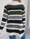 Striped Open Front Long Sleeve Cardigan