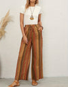 Full Size Drawstring Striped Wide Leg Pants