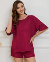 Round Neck Half Sleeve Top and Shorts Lounge Set