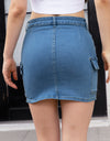 High Waist Pocketed Denim Skirt