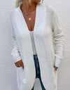 Open Front Rib-Knit Cardigan with Pockets