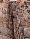 Leopard Drawstring Wide Leg Pants