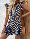 Printed Surplice Cap Sleeve Romper