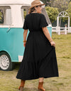 Plus Size Square Neck Short Sleeve Ruffle Hem Dress